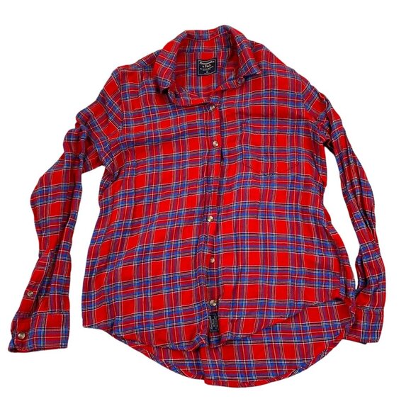 Abercrombie & Fitch Womens Shirt Medium Long Sleeve Plaid Button Up Casual Red - Picture 1 of 9